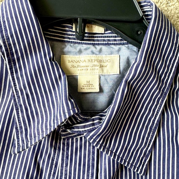Banana Republic San Francisco New York Mens Shirt White/ Blue - Picture 6 of 8